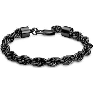 Lucleon - Heren - Roestvrij Staal Schakelarmband - Zwart
