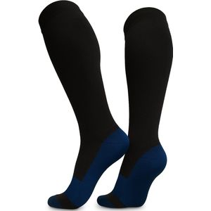 Alyze Compressie kousen - 2 paar - Maat 36-41 - Hoog - Sokken voor mannen & vrouwen - Medische - Neuropathie - Steunkousen - Diabetes - Doorbloeding, Hardlopen, Vliegtuig, Bed - Zwart