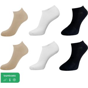 Bamboe Sneaker Sokken, Dames en Heren, Zakelijk en Dagelijks Leven, 6 paar, Gemengde Kleuren, Kort Sokken, Antibacterieel, 39-42