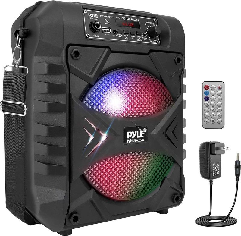 Pyle - Bluetooth Luidsprekersysteem - 300W - Draagbare Oplaadbare Bluetooth Speaker - Subwoofer Systeem - AUX- Microfooningang - Partylampen - MP3, USB - Radio - Afstandsbediening