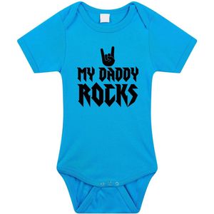 Daddy rocks tekst baby rompertje blauw jongens - Kraamcadeau/ Vaderdag cadeau - Babykleding 92