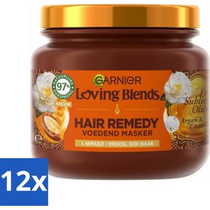 12 x Garnier - Loving Blends - Haarmasker - Argan & Cameliaolie - Droog & Dof Haar - 340 ml - Haar Masker - Argan Olie - Cameliaolie - Droog Haar - Dof Haar