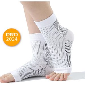 Neuropathie sokken - Compressie Sokken - Neuro Socks - Slaapsokken - Bedsokken - Plantaire fasciitis sokken - Steunsokken - Massagesokken - Zonder Tenen - enkelbandage - Doorbloeding - Hardlopen - compressiekousen - Maat 36/40 - WIT