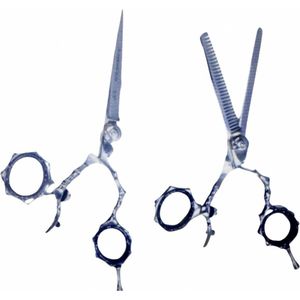 Rechtshandige kappersscharen set ergonomisch en druimdraaibaar maat 5.5 inch met etui- Roestvrij Japans staal - RVS - Knipschaar - Coupeschaar - Uitneembare rubberen ringen