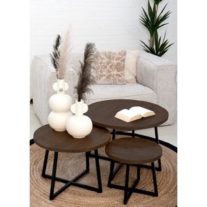 Salontafel set van 3 Espresso Moons Rond 73cm dia