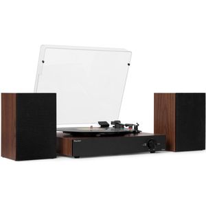 Platenspeler met speakers - Audizio RP325 - Retro platenspeler Bluetooth - LP speler - Donkerbruin