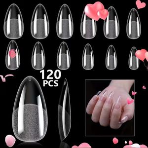 GUAPÀ® Nageltips Transparant Medium Almond 120 pcs | Almond Nageltips | Plaknagels | Nepnagels | Nagelverlenging Acryl en Gel | BIAB | Medium Tips Nagels | 120 pcs Amandel Nageltips Transparant False Nails