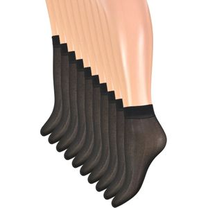 10 paar pantysokken - 20 denier - Zwart - Maat One size (35-42)