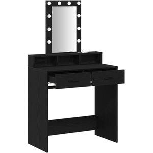 vidaXL - Kaptafel - met - LED-verlichting - Zwart - Eiken - 79x41x140 - cm