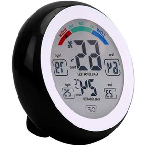 Ronde Touchscreen Huishoudelijke Digitale LCD Display ThermometerWeerstation TesterUD02 Zwart