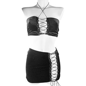 BamBella® Rok en top - Maat L/XL - Zwart Sexy Set zachte stof Erotische dames kleding set kostuum Rok dans pak