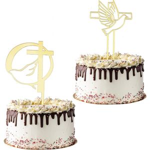 Cross Peace Dove Cupcake Toppers - Set van 2 | Baby Shower Gouden Cake Toppers | Cross Cake Topper voor Baby Shower Party Verjaardag Decors