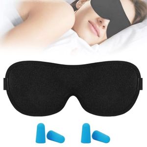 Slaapmasker 3D-slaapmasker Zijslaper Wordt geleverd met 2 paar blauwe oordopjes Verduisterend oogmasker voor mannen en vrouwen Ultradun ontwerp Comfortabel en ademend om te dragen