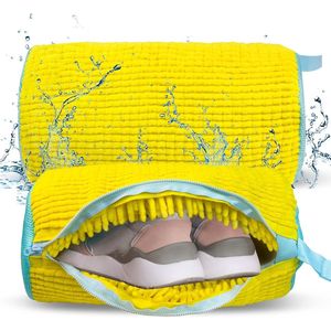 Schoenenwaszakken, schoenenzakken voor wasmachine en droger, schoenenwaszakken, herbruikbare schoenenwaszakken, geschikt voor alle vormen en maten (geel, 2 stuks)