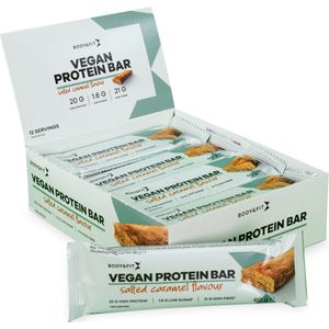 Body & Fit Vegan Protein Bar - Plantaardige Proteïne Repen - Salted Caramel - 12 Eiwitrepen (720 gram)