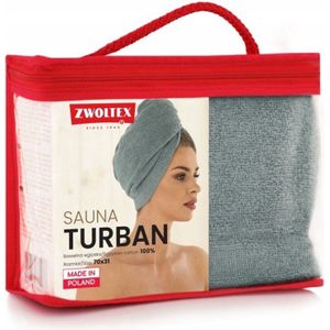 Zwoltex Sauna Turban - 100% Egyptische Katoen met Knop - Grijs