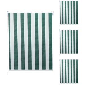 Set van 4 rolgordijnen MCW-D52, raamrolgordijn zijtrekgordijn, 100x160cm zonwering ondoorzichtig ~ groen/wit