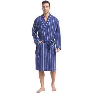 Heren Lichtgewicht Badjas met Buffalo Plaid Design - Comfortabele Katoenen Kimono Nachtkleding