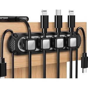 Magnetische Kabelclips Zelfklevende Kabel Netjes Draad Netjes Kabelhouder voor Autokantoor Thuis USB Kabel Snoer Muiskabel 6 Slots - Zwart