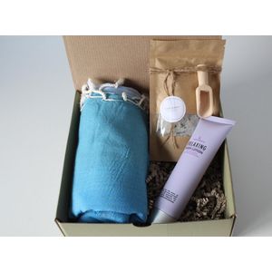Minibox 'Da's genieten' - hamandoek - bodylotion - badzout - cadeau vrouw - cadeau vriendin