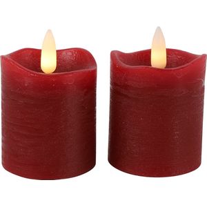 Countryfield LED kaarsen/stompkaarsen - 2x st - rood - D5 x H7,2 cm - timer - warm wit