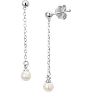 The Jewelry Collection Oorhangers Synth. Parel - Zilver Gerhodineerd