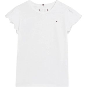 Tommy Hilfiger ESSENTIAL RUFFLE SLEEVE TOP S/S Meisjes Top - White - Maat 10