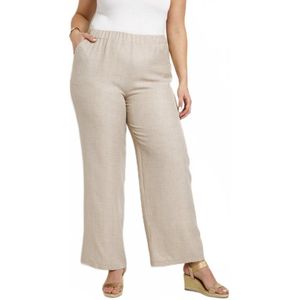 Broek met wijde pijpen en elastische tailleband in linnenlook