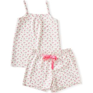 Little Label Pyjama Dames Maat S/36-38 - roze, wit - Bloemetjes - Shortama - Zachte BIO Katoen