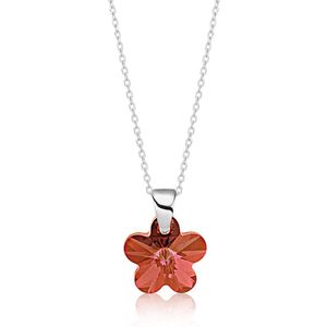 Montebello Ketting Flower BZ93 - 925 Zilver Gerhod. - Swarovski® - Ø12mm - 45cm