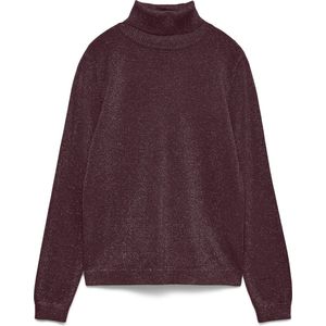 Vero Moda Trui Vmhappyglitter Ls Rollneck Pullover 10317985 Winetasting /w.dtm Lurex Dames Maat - XL
