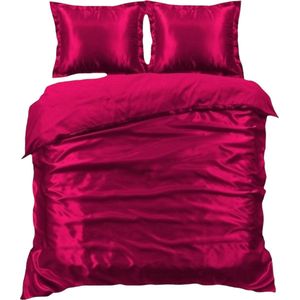 Beauty Silk Dekbedovertrek - 240x200/220 - Glans Satijn - Bordeaux Rood