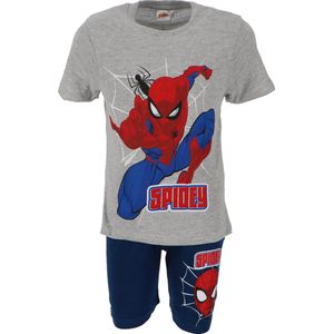 Spiderman Pyjama - Shortama - Maat 110/116 - Katoen - Grijs - Jongens