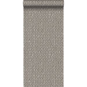 krijtverf eco texture vliesbehang geweven riet wicker vergrijsd warm grijs - 148701 ESTAhome