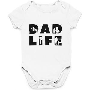 Vaderdag Cadeau - Romper Dad Life - Maat 56 - Kleur Wit - 100% Katoen