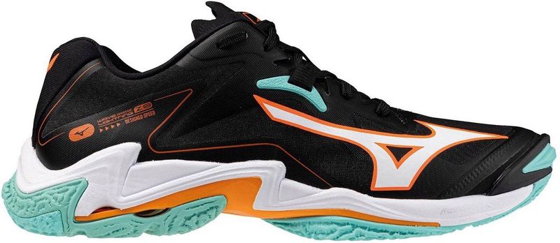 Mizuno WAVE LIGHTNING Z8 Volleybalschoenen Zwart/Tangelo/Ice Groen Dames/Heren Maat 38