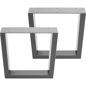 2x tafelpoten Bankrunners van vierkante profielen 40x43 cm Grijs staal met poedercoating