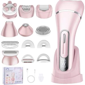7-in-1 dames scheerapparaat en lichaamstrimmer, waterdicht voor intieme zones, bikini en meer