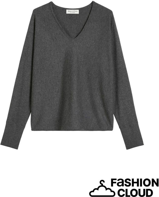 Marc O'Polo - Trui - Donkergrijs - Wijde Pasvorm - V-hals