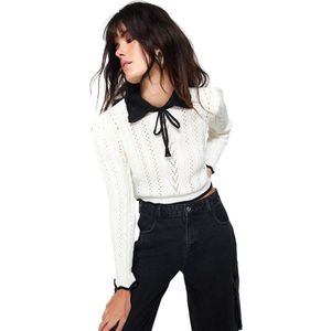Trendyol Nertsen Crop Openwork/Gat Lint/Strik Gedetailleerde Breiwerk Trui Twoaw24Kz01055