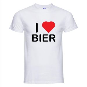 I LOVE BIER T-shirt - 100% Katoen - Maat XS - Classic Fit - Wit