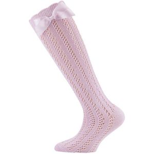 Ewers Roze Kniekousen met Strik - Luxe Meisjessokken voor Feestjes, Bruiloften & Communie - Maat 18/19