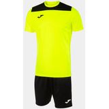 Joma - Set Phoenix II - Fluorgeel Zwart - Shirt met Korte Mouwen en Shorts