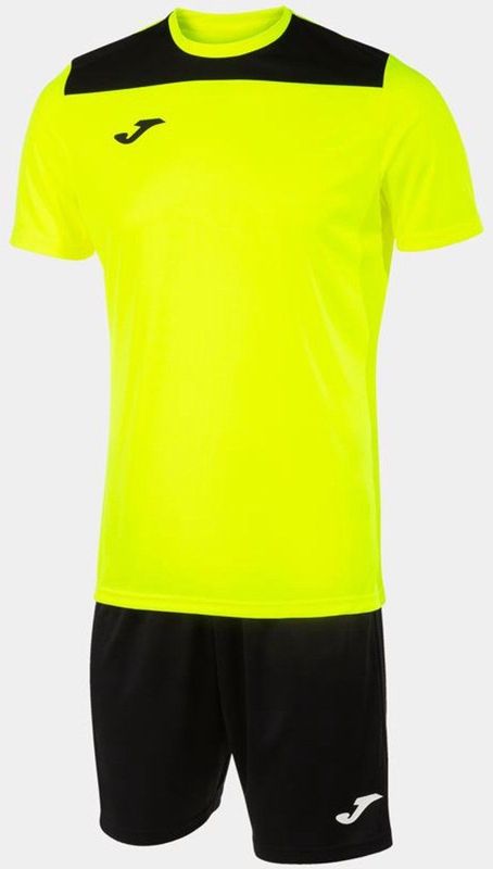 Joma - Set Phoenix II - Fluorgeel Zwart - Shirt met Korte Mouwen en Shorts