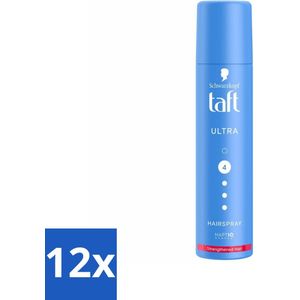 12 x Taft - Ultra 4 - Haarspray Mini - Sterke hold voor onderweg - 75 ml - Haarspray - Taft Ultra - Sterke Fixatie - Mini - Onderweg