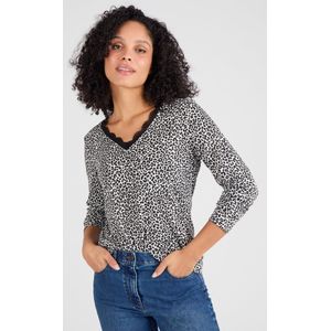 Damart - Thermol'love kanten T-shirt - Dames - Grijs - XS