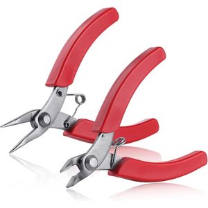 2 Stuks Mini Lange Neus Tang en Flush Cutters - Draad Schuine Zijsnijders en Naald Pincet