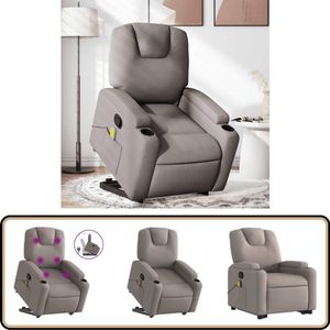 vidaXL Sta-op-massagestoel verstelbaar taupe Verstelbare Stoel - Massagerstoel - Ergonomische Stoel - Fauteuil - Zitten Gemakkelijker Opstaan