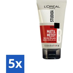 5 x L'Oréal Studio Line Matt & Messy Zero Shine Fibre Paste 150 ml - Haarproducten - L'Oréal Paris - Studio Line - Matt & Messy