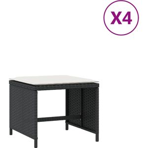 vidaXL-Tuinkrukken-4-st-met-kussens-41x41x36-cm-poly-rattan-zwart